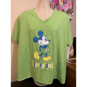 Disneyland Mickey Mouse Green Tshirt Women’s Size 3XL Short Sleeve Vneck